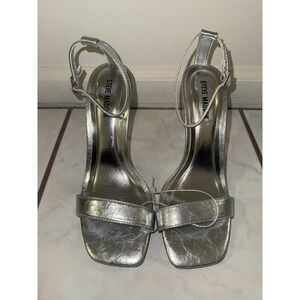 NWOB Steve Madden Silver Ankle Strap Open Toe Size‎ 7.5